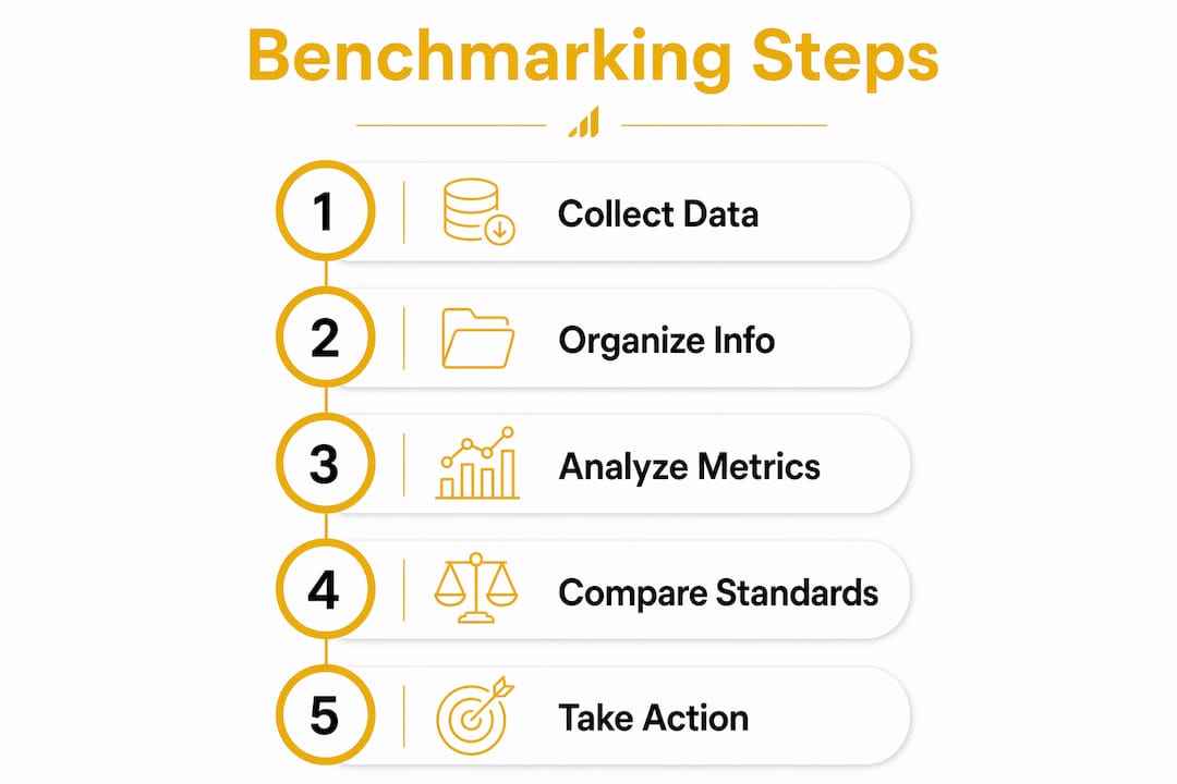 Infographic illustrating financial benchmarking steps