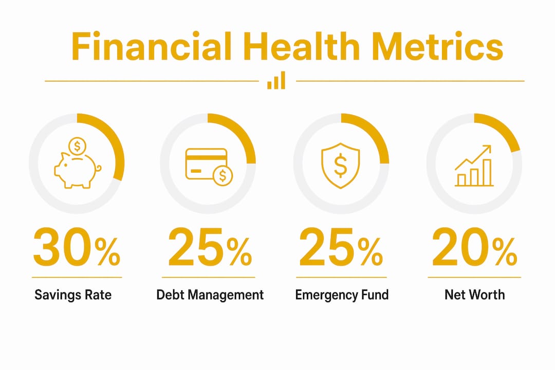Infographic showing key financial health score metrics