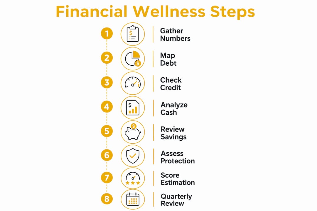 Infographic showing financial wellness checkup steps
