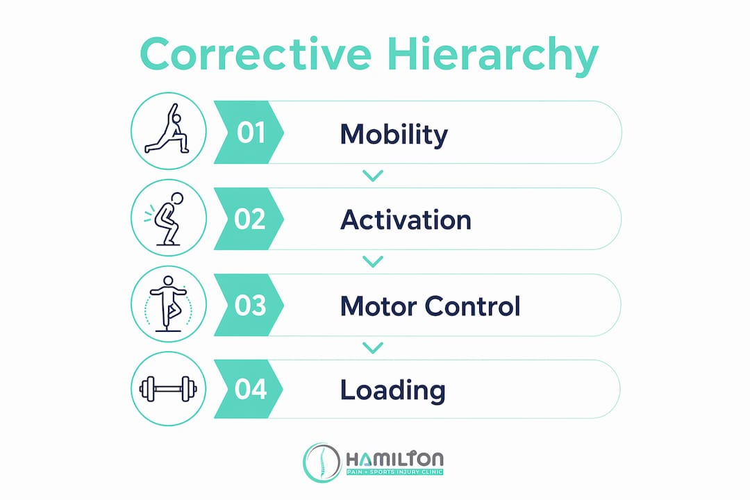 Infographic showing corrective movement hierarchy stages