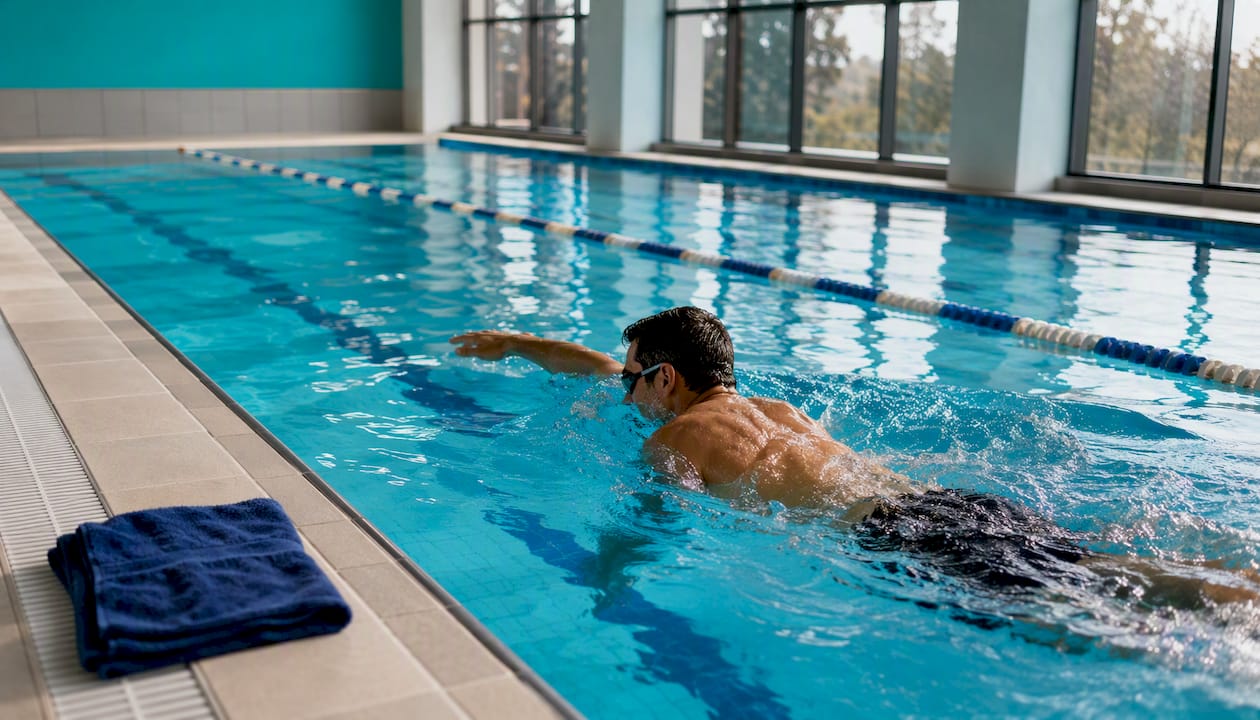Runner using swimming for low-impact cross-training