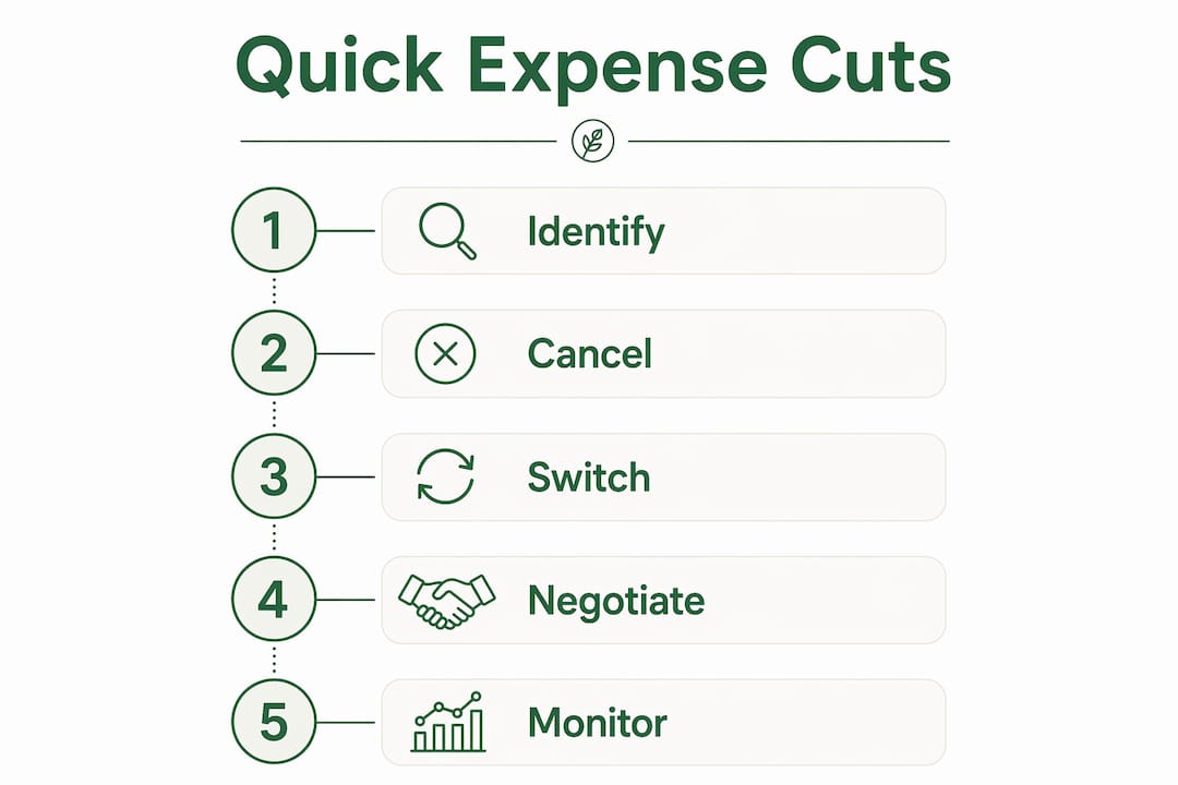 Infographic showing steps to cut expenses quickly