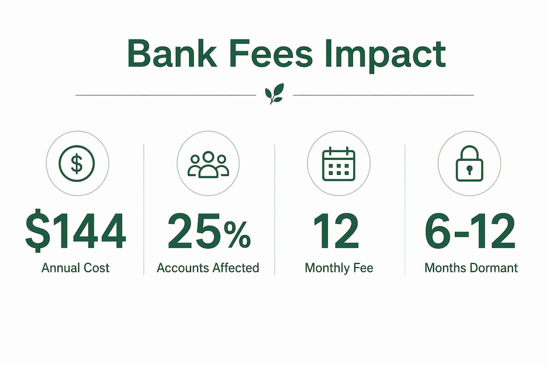 Infographic showing key bank fee statistics and impacts