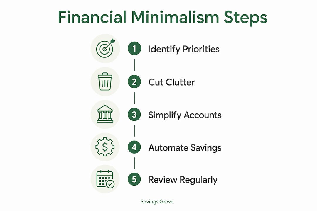 Infographic illustrating steps of financial minimalism