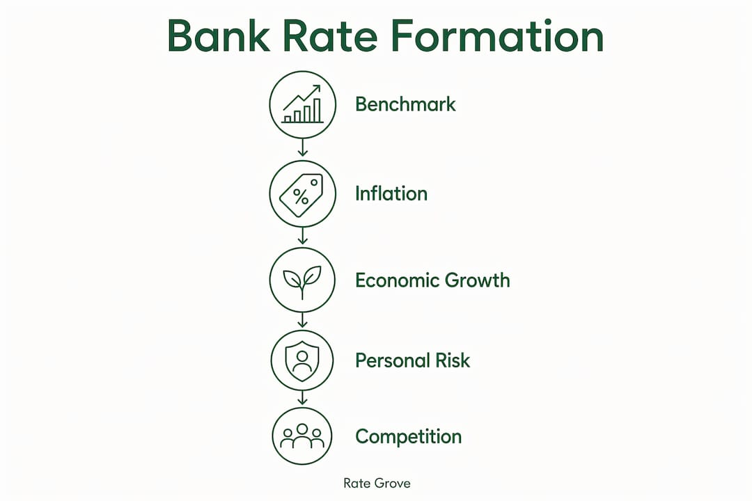 Infographic showing steps in how bank rates are set