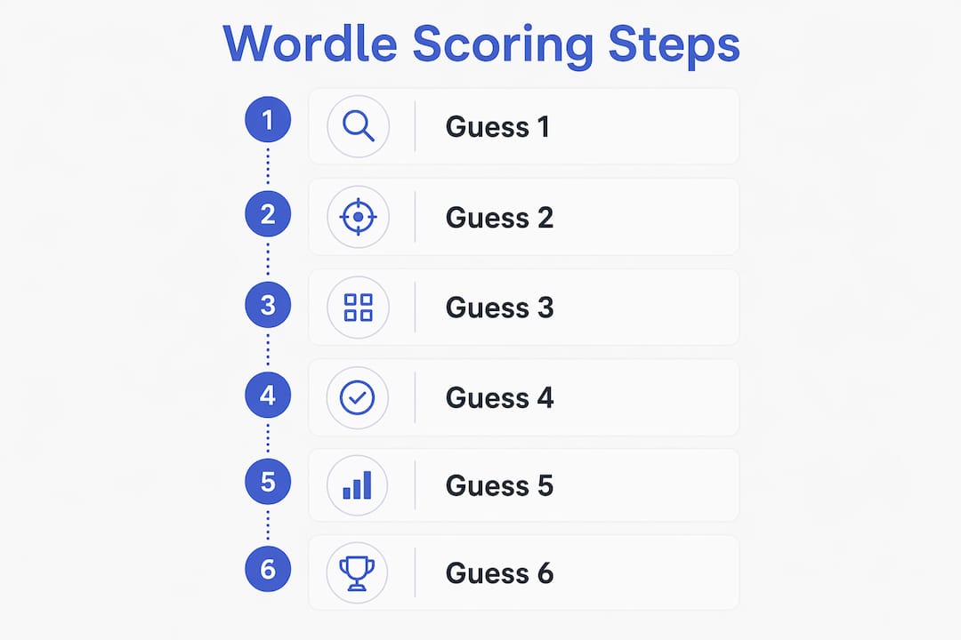 Infographic illustrating Wordle scoring process
