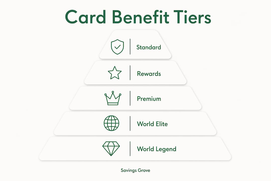 Infographic showing credit card tiers hierarchy