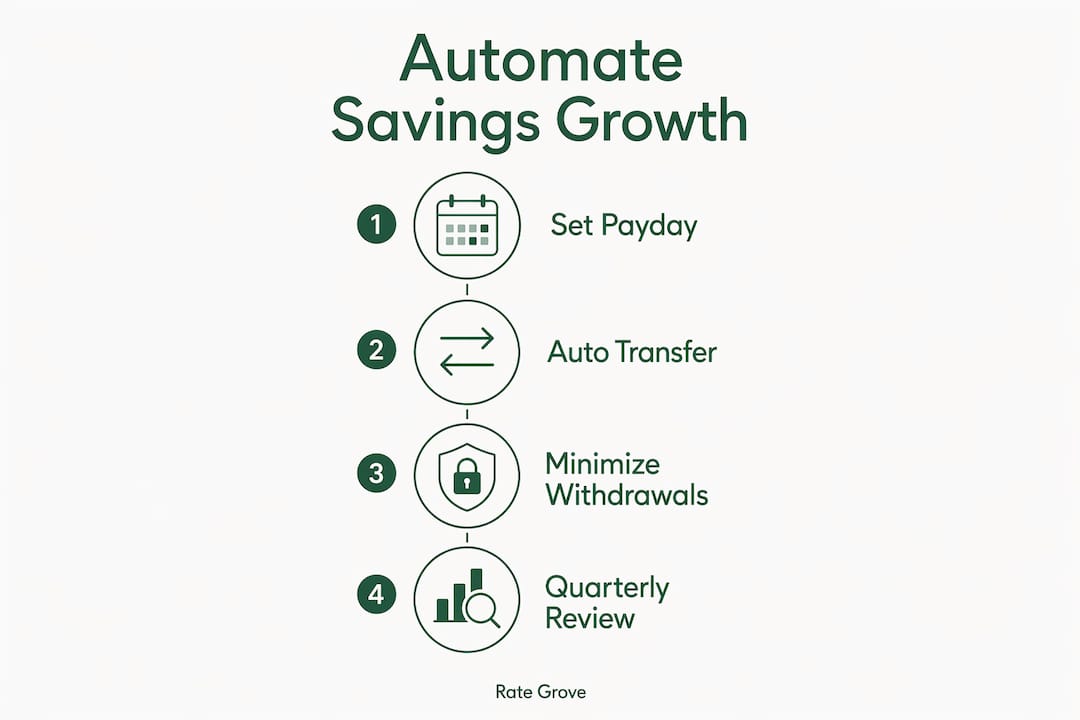 Infographic showing steps to automate savings growth