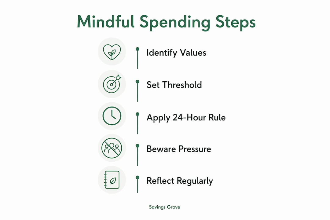 Infographic illustrating mindful spending five steps