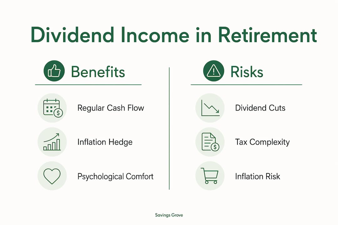 Infographic comparing benefits and risks of dividend income