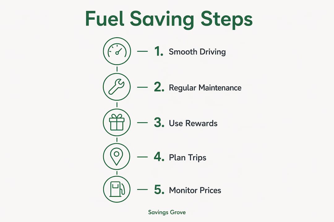 Infographic with five key fuel saving steps visually displayed