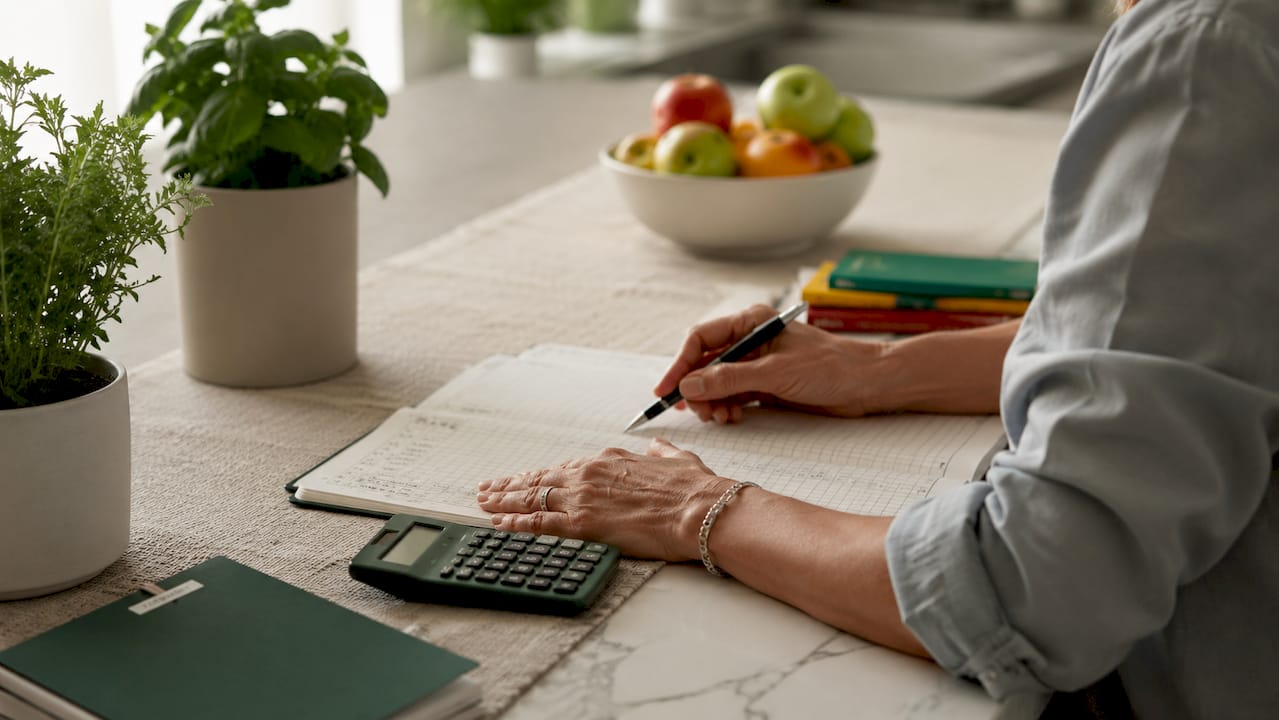 Hands calculating average daily bank balance