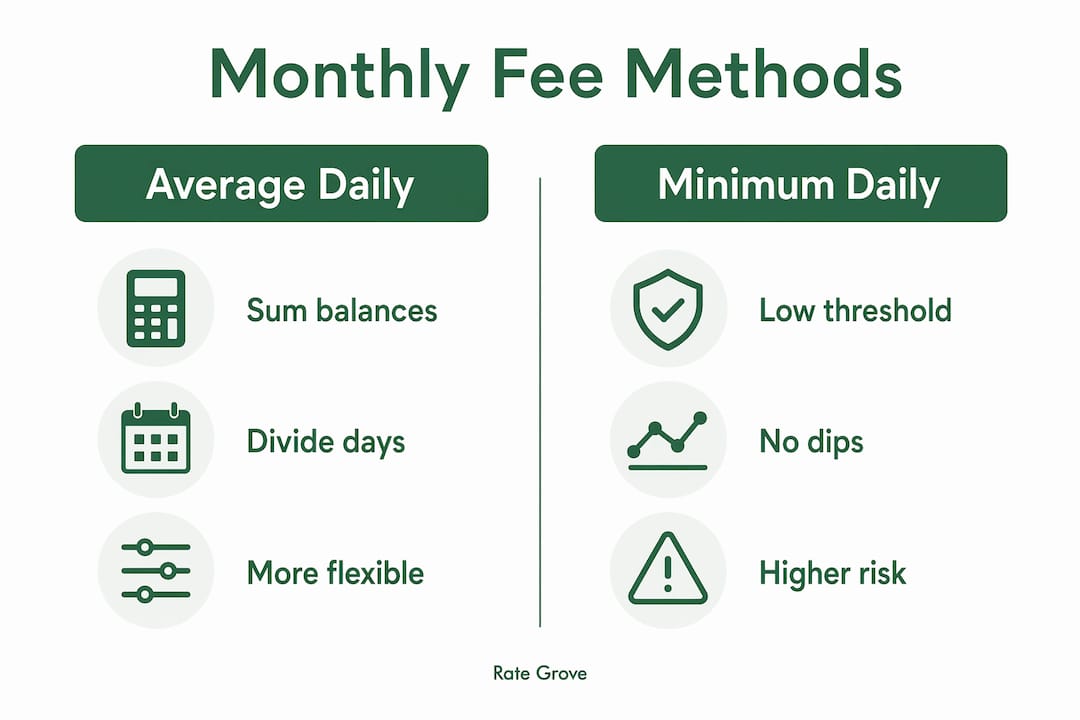 Infographic comparing average daily and minimum daily balance methods