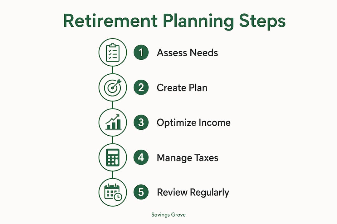 Infographic showing retirement planning steps