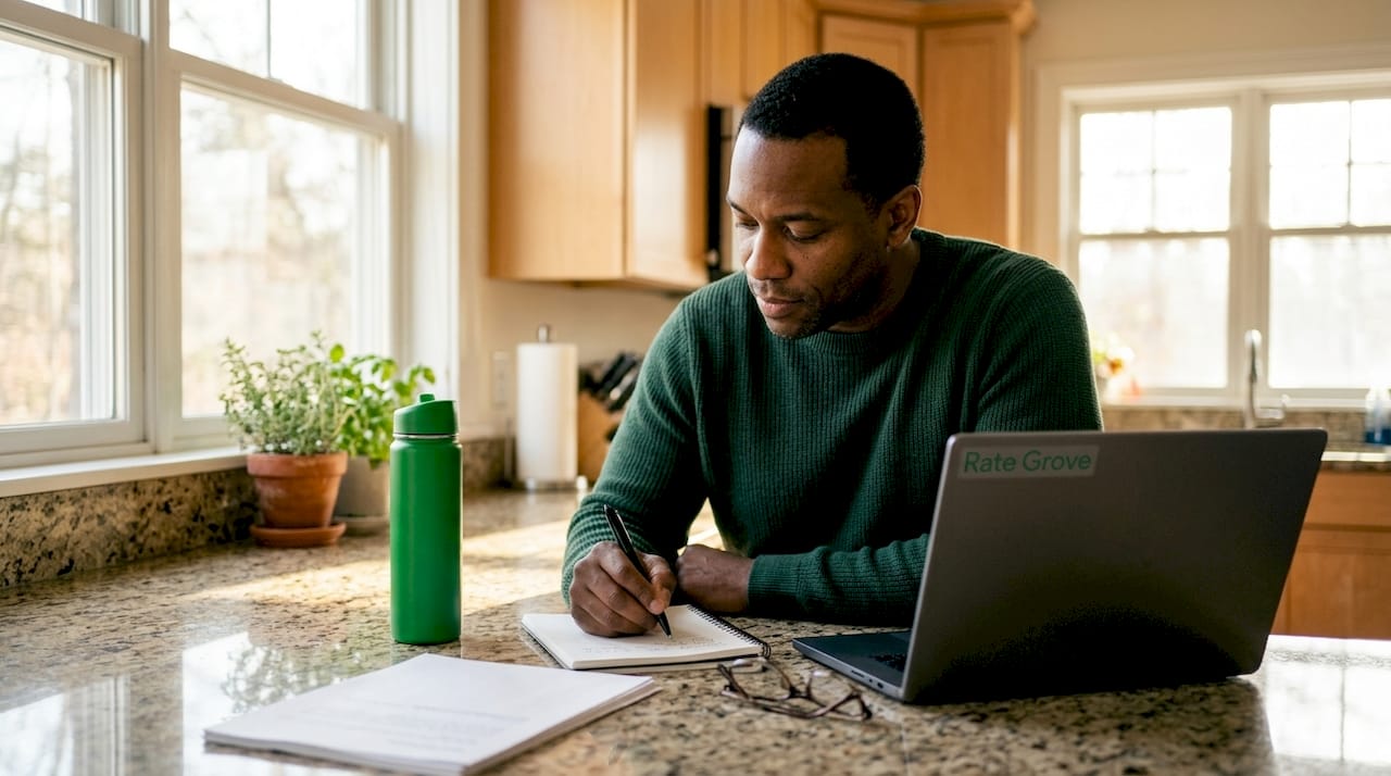 Man managing income and account transfers