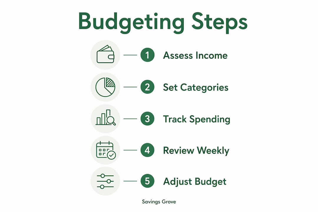 Infographic illustrating steps to create a budget