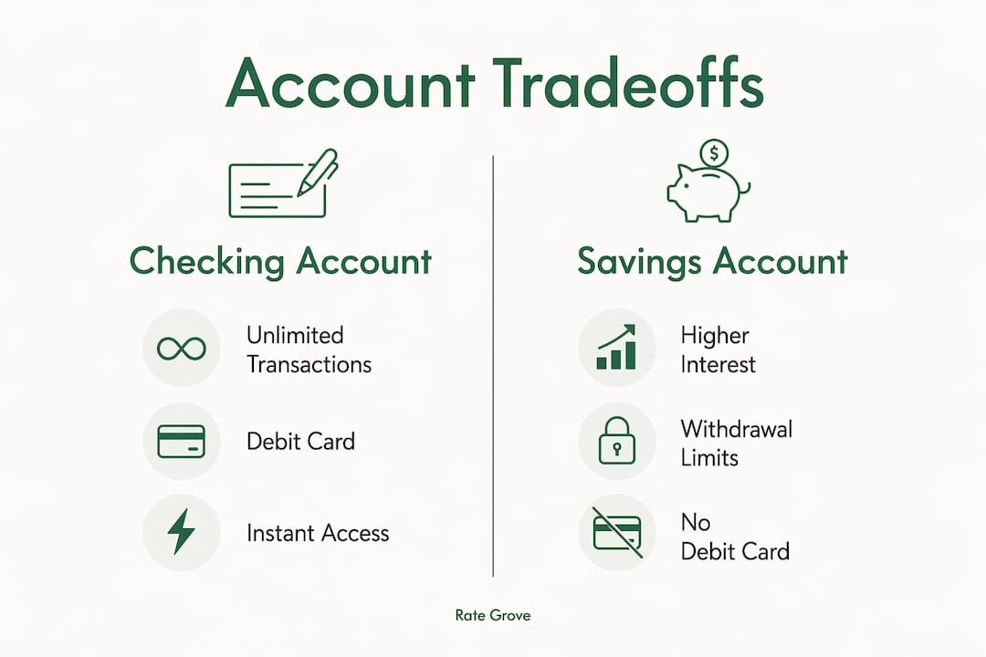 Infographic comparing checking and savings account features