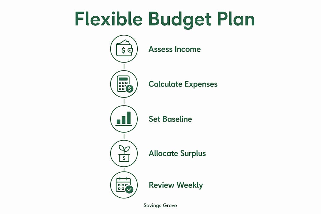 Infographic showing steps to flexible part-time budget plan