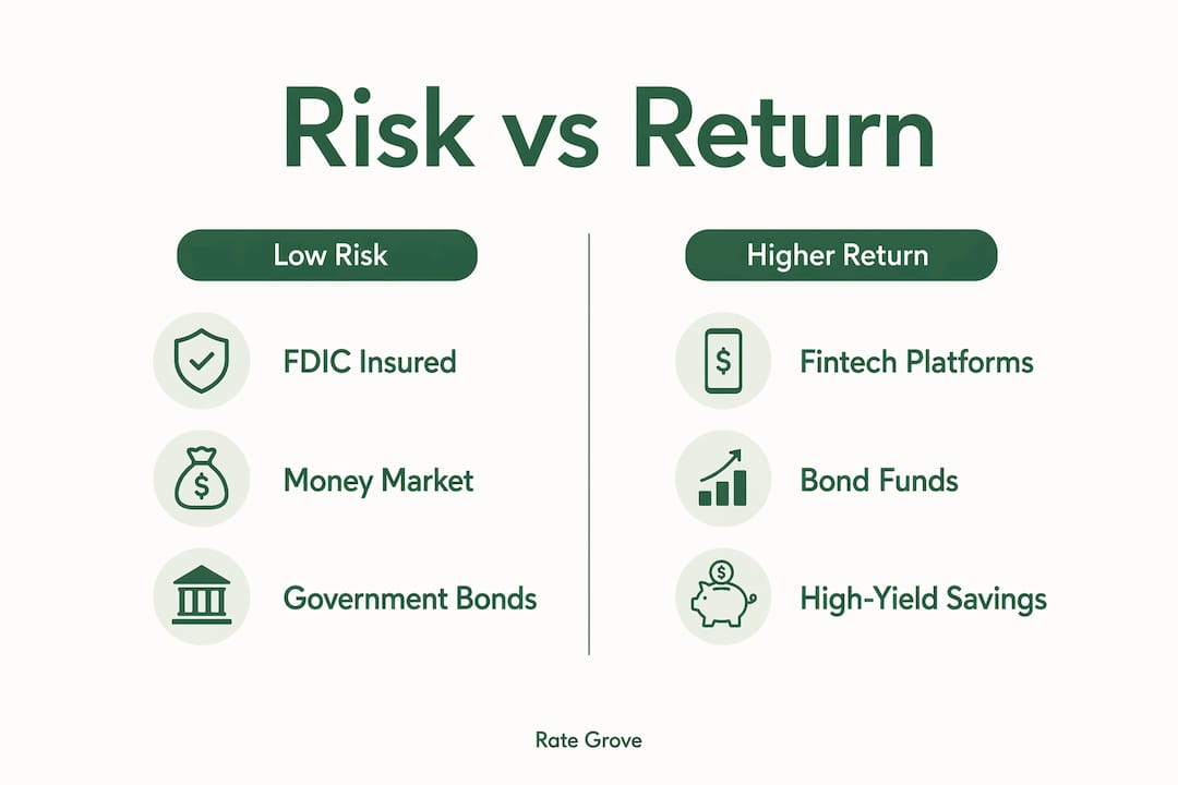 Infographic comparing risk and return in savings options