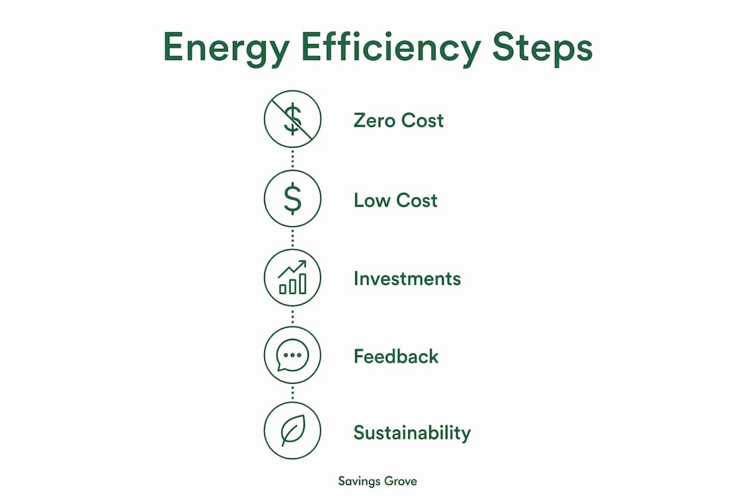 Infographic outlining steps for energy efficiency savings