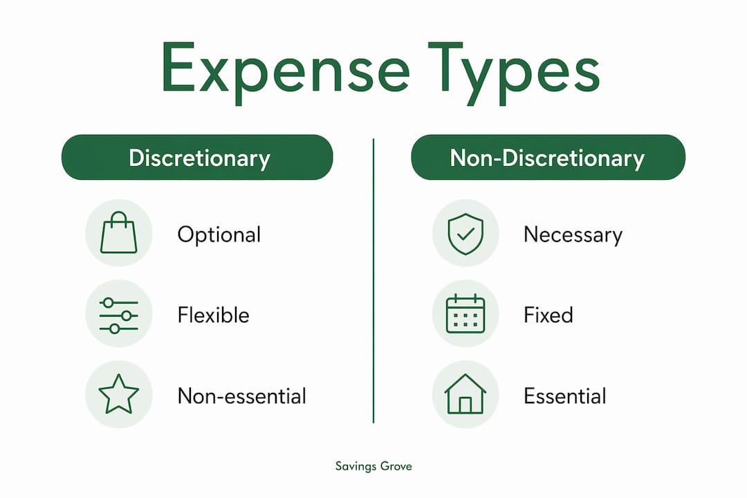 Infographic showing discretionary vs non-discretionary expenses