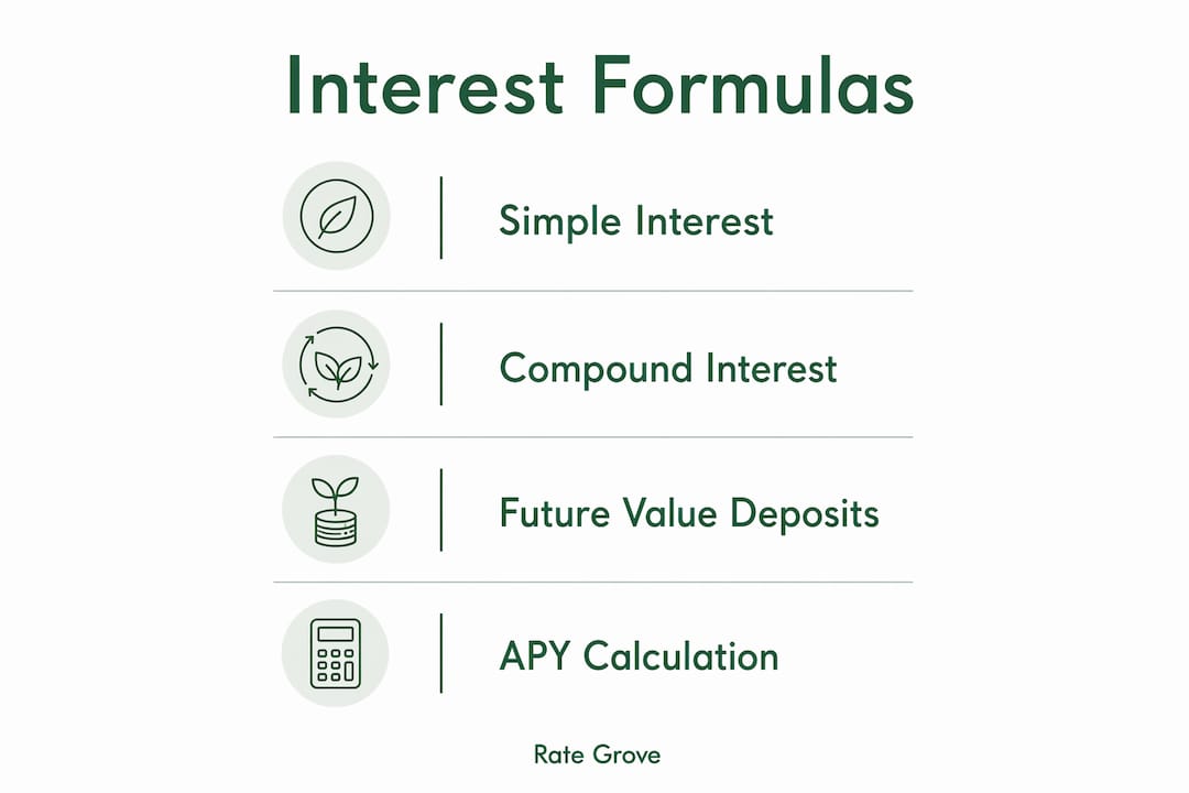 Infographic showing key savings interest formulas