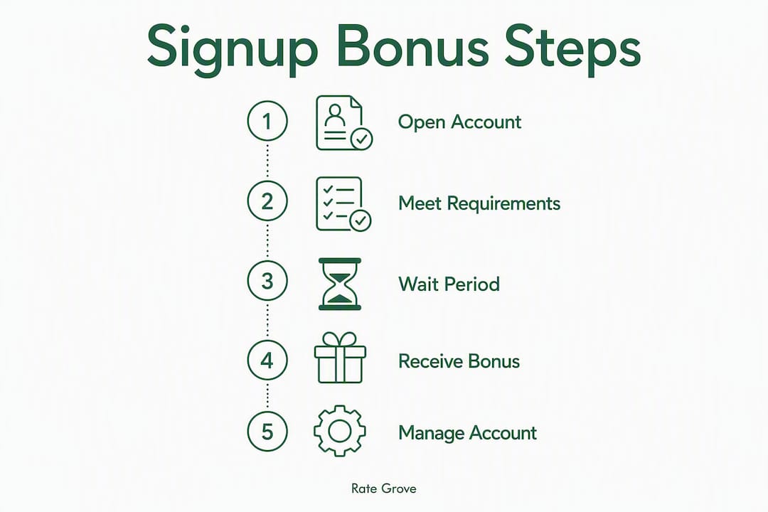 Infographic illustrating bank signup bonus steps