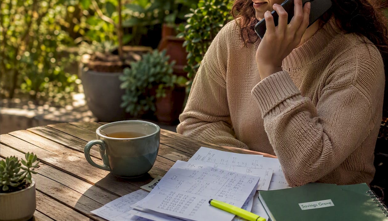 Hands holding phone preparing credit call