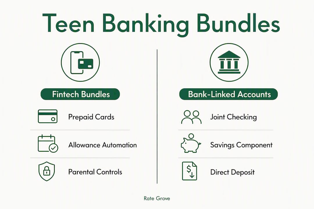 Infographic comparing fintech and bank-linked teen bundles