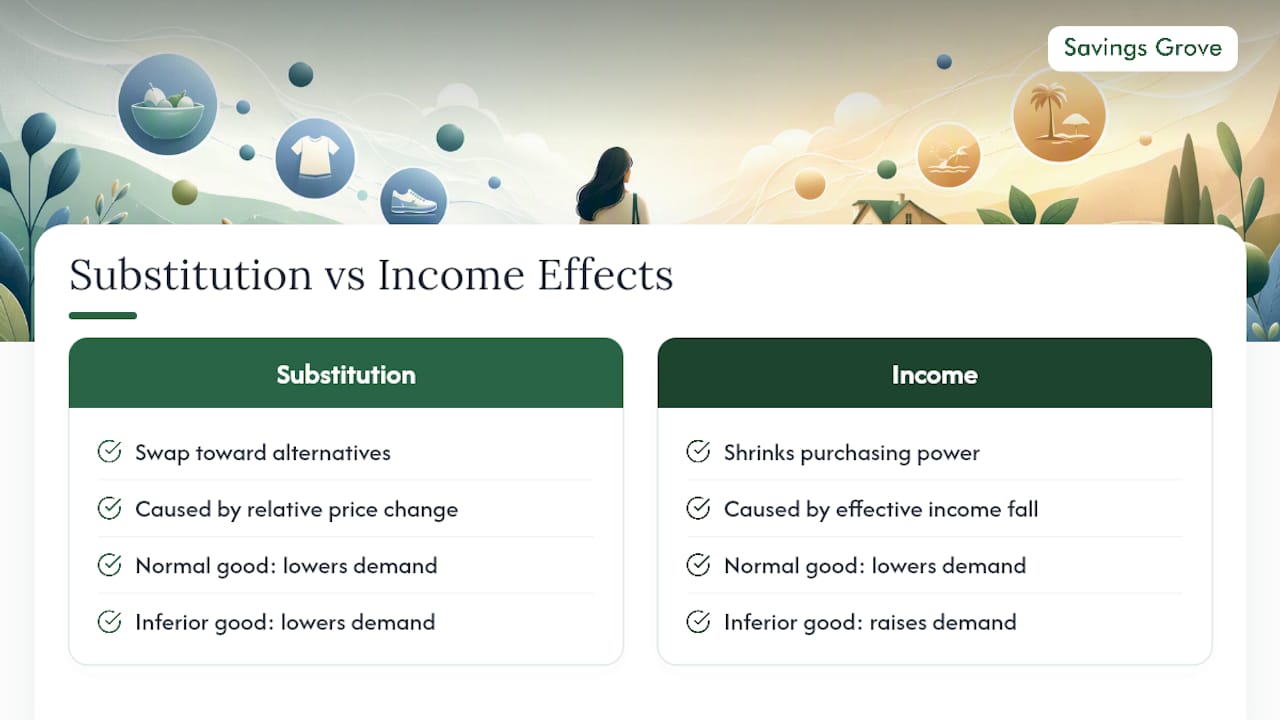 Diagram of substitution and income effects on demand