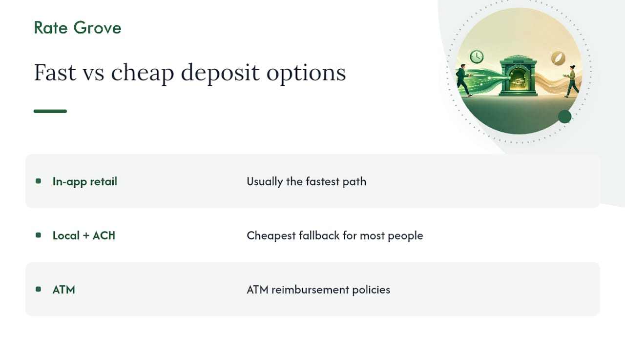 Comparison infographic of cash deposit methods