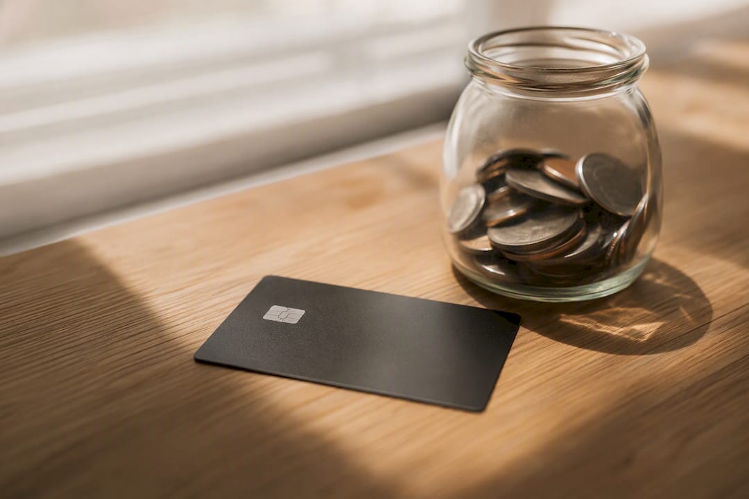 Credit card silhouette with soft glow on desk