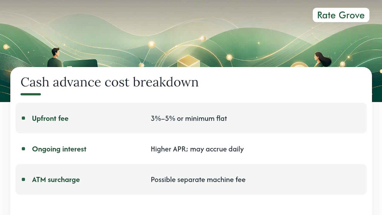 Cash advance fees and interest breakdown
