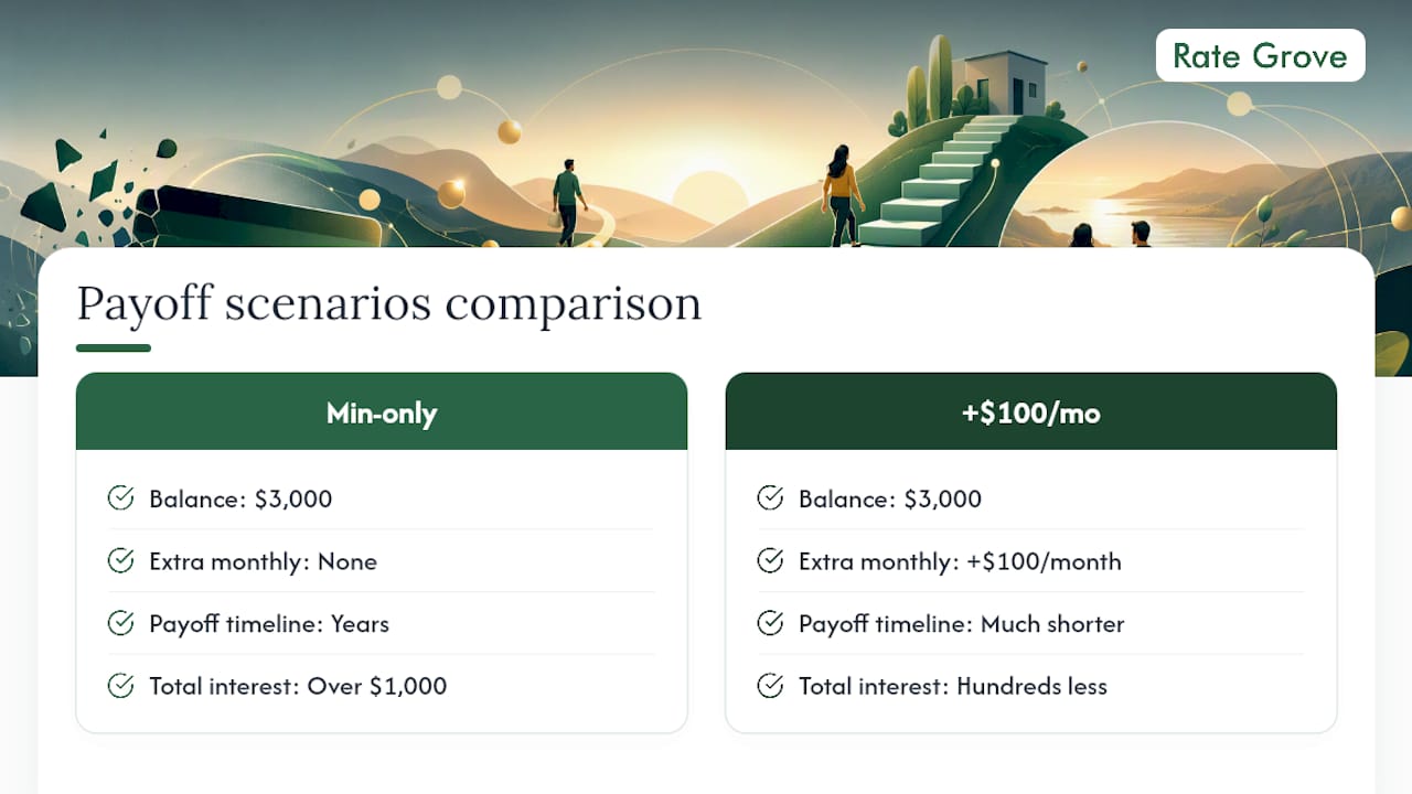 Comparison of two credit card payoff scenarios