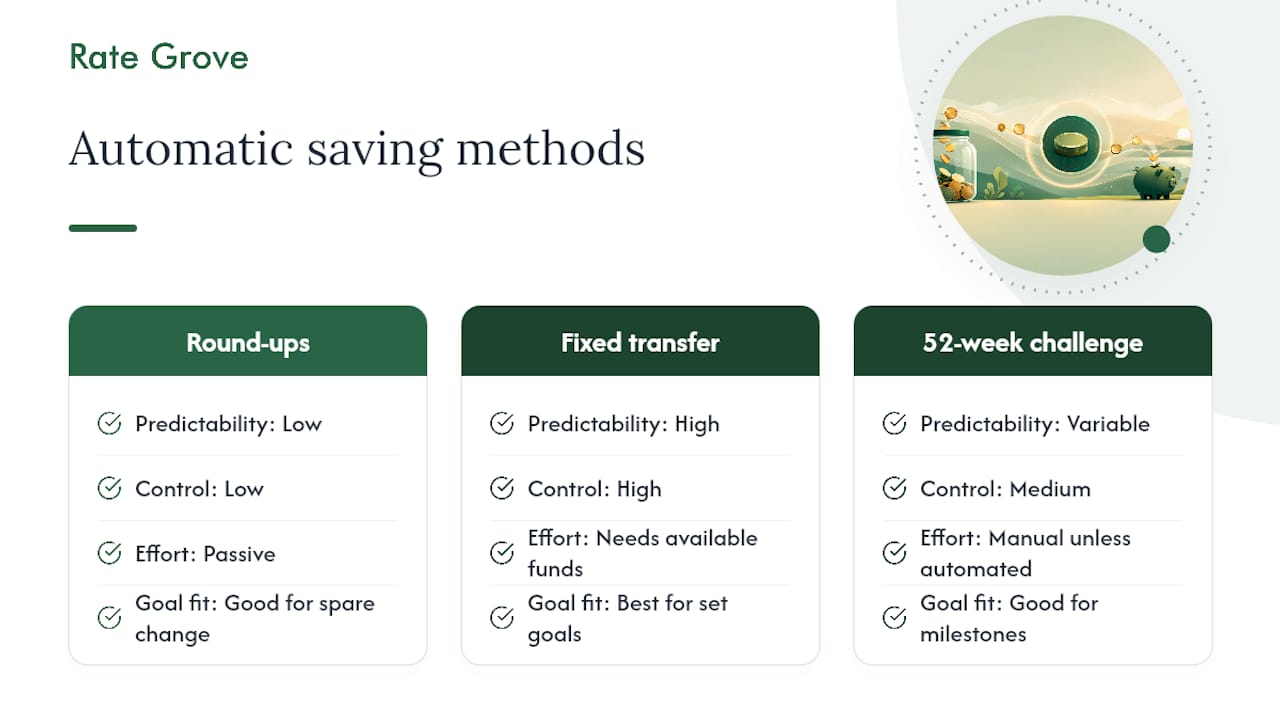 Comparison of three automatic saving methods