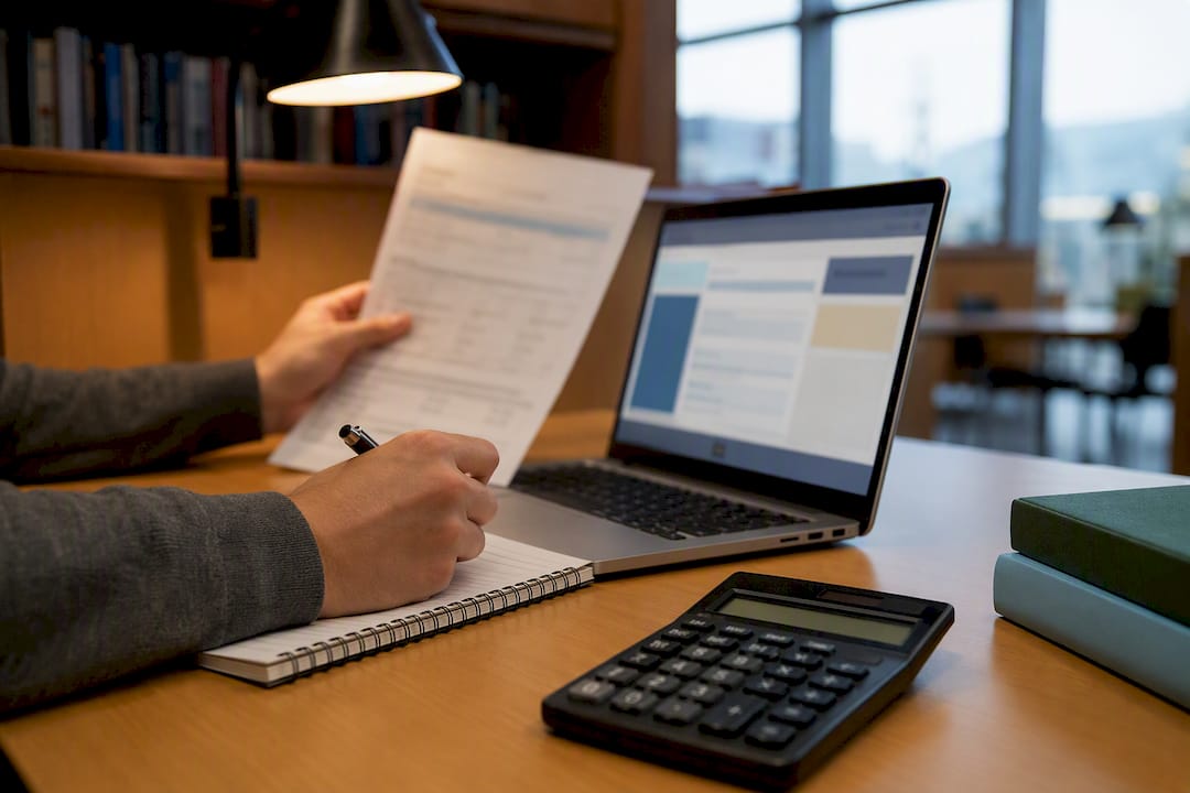 Hands comparing insurance coverage details