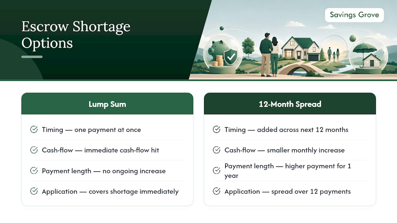 Escrow shortage repayment options