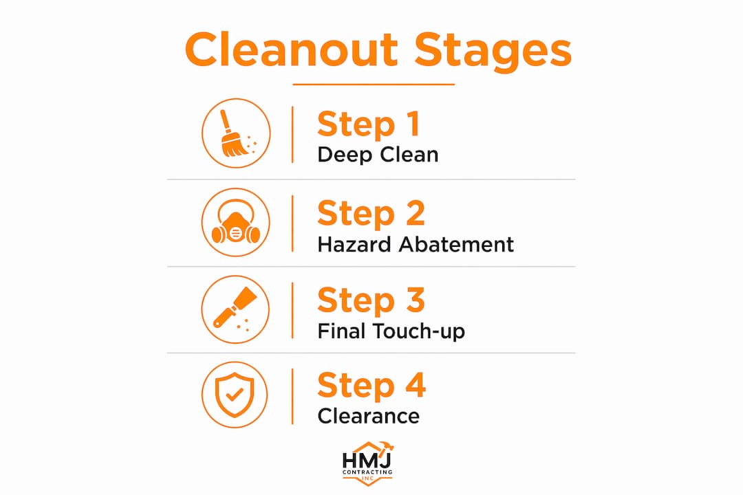Infographic showing post-renovation cleanout stages