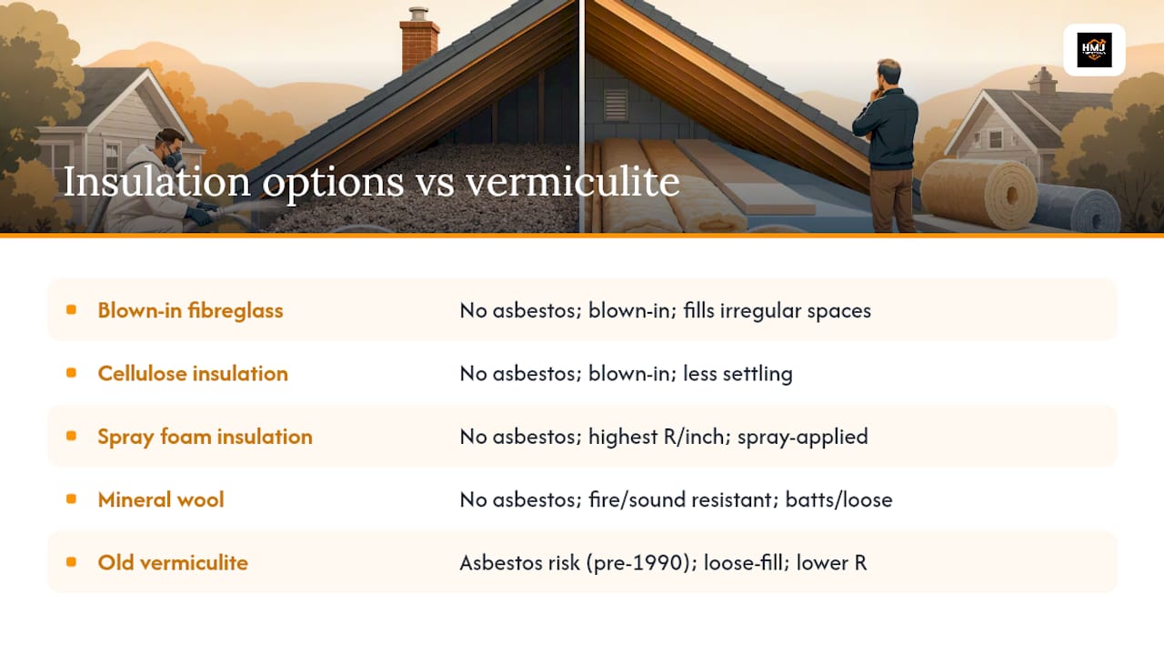 Comparison diagram of vermiculite and insulation alternatives