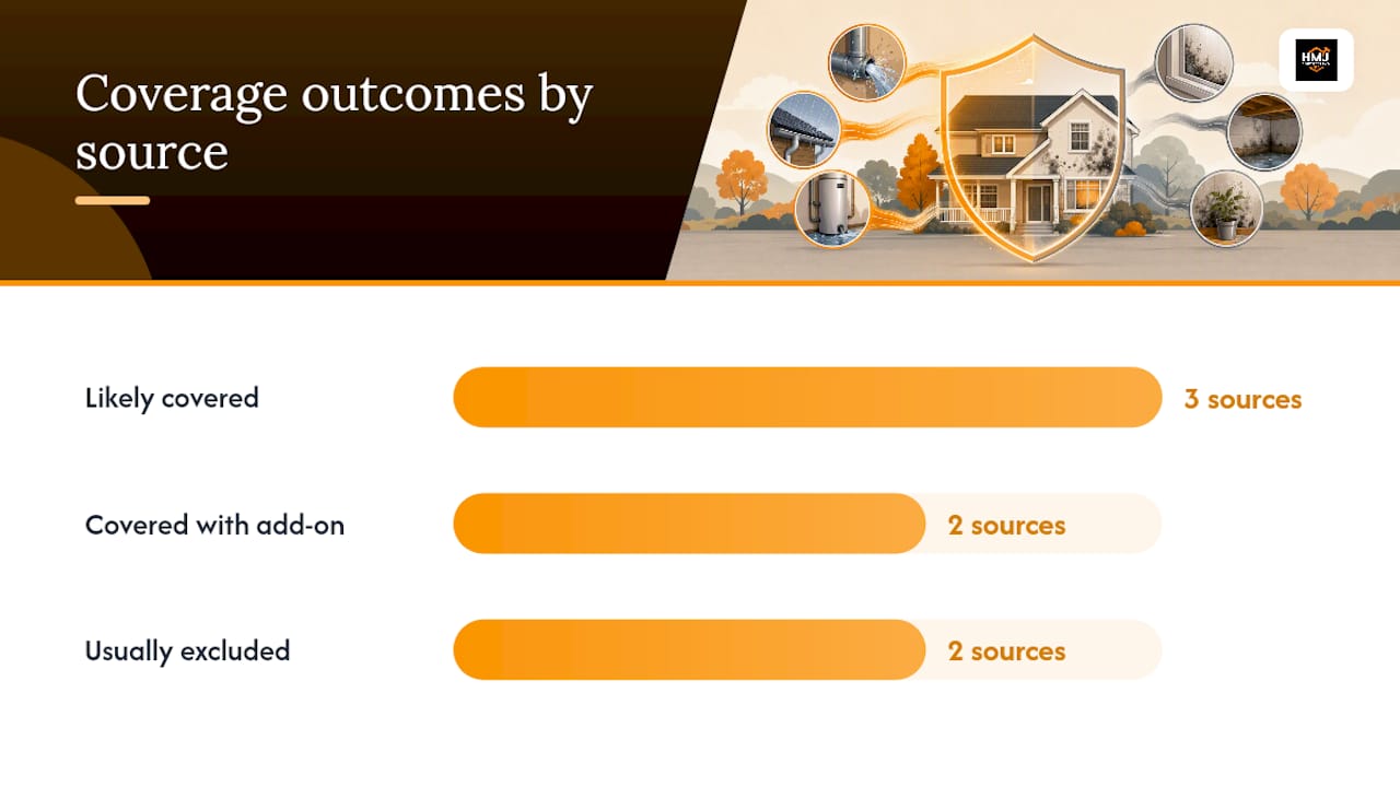 Diagram of moisture sources and mould coverage likelihood