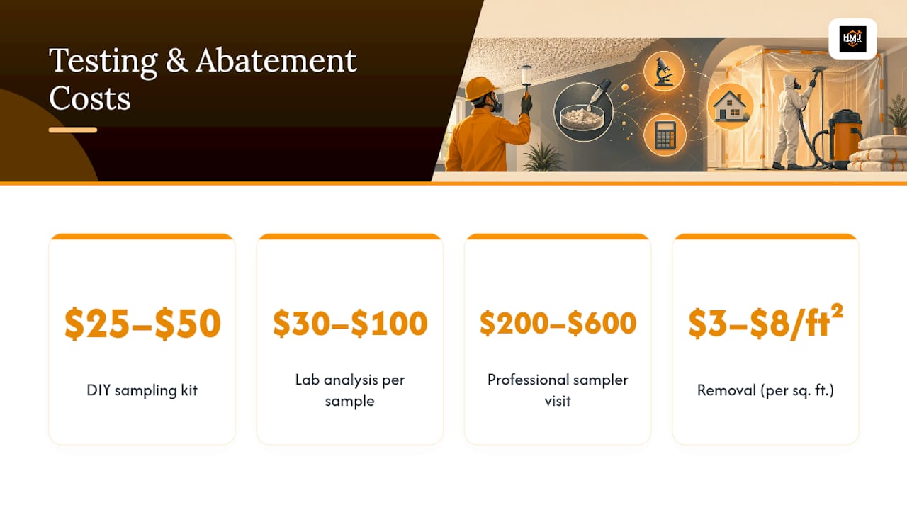 Costs comparison for asbestos popcorn ceiling testing and removal