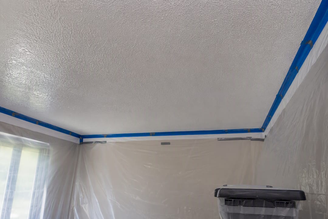 Encapsulated asbestos popcorn ceiling in home