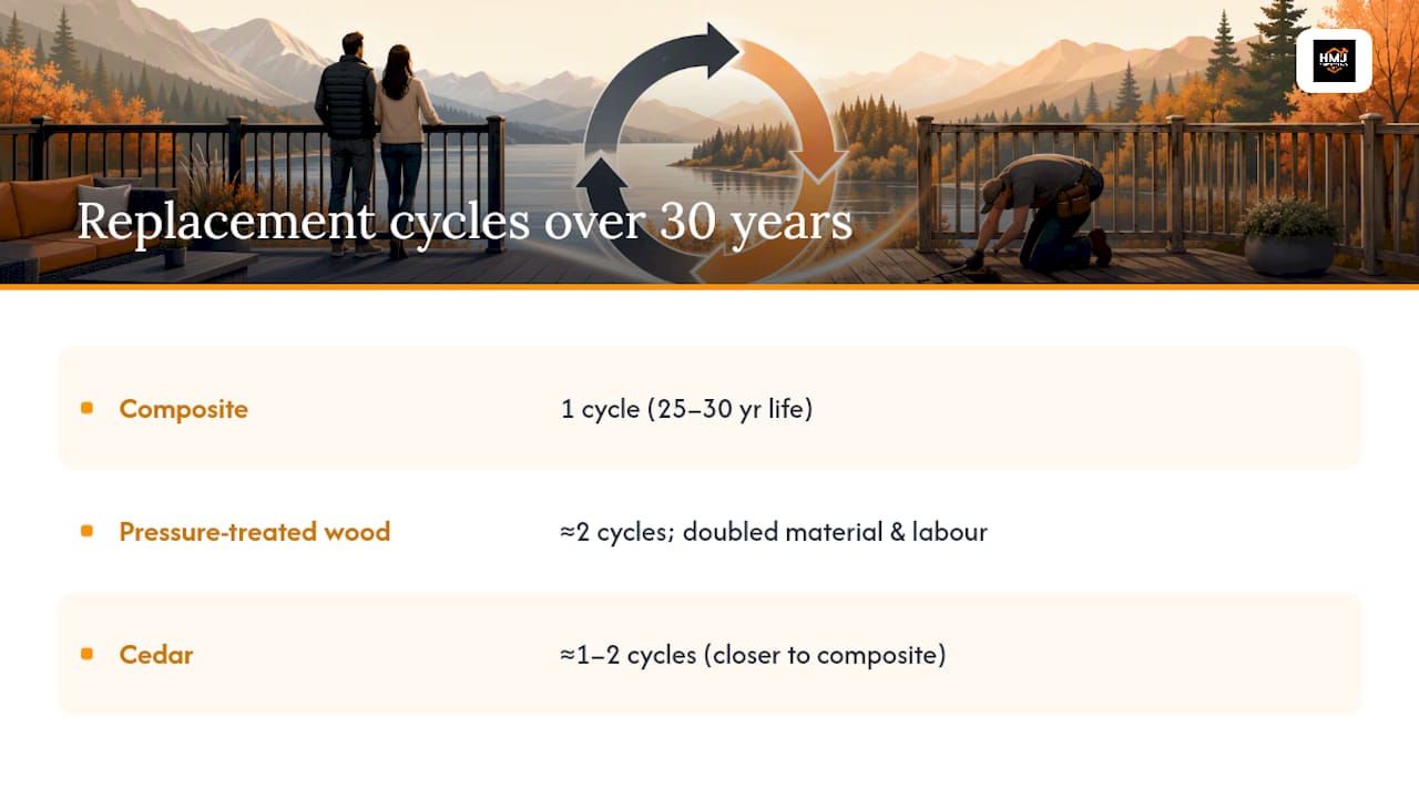 Decking material lifespan comparison over thirty years