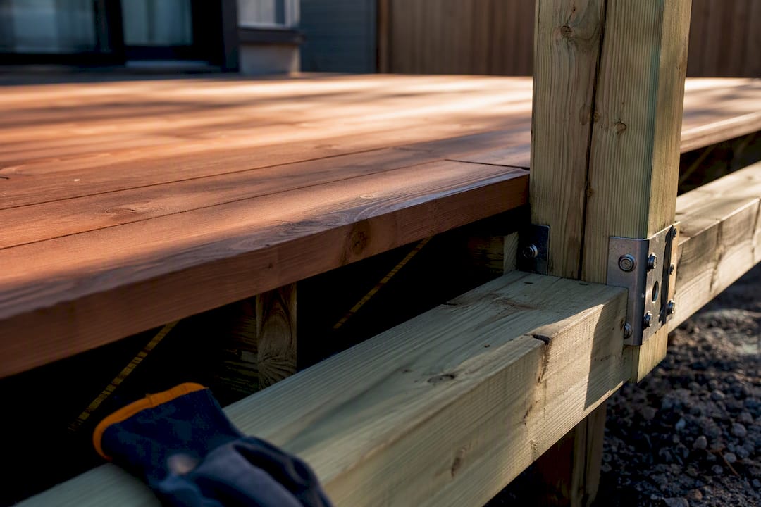 Cedar decking over pressure-treated structural framing