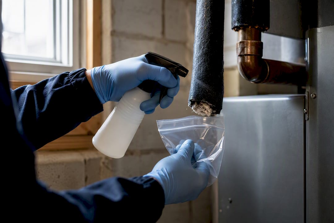 Technician collecting a controlled insulation sample