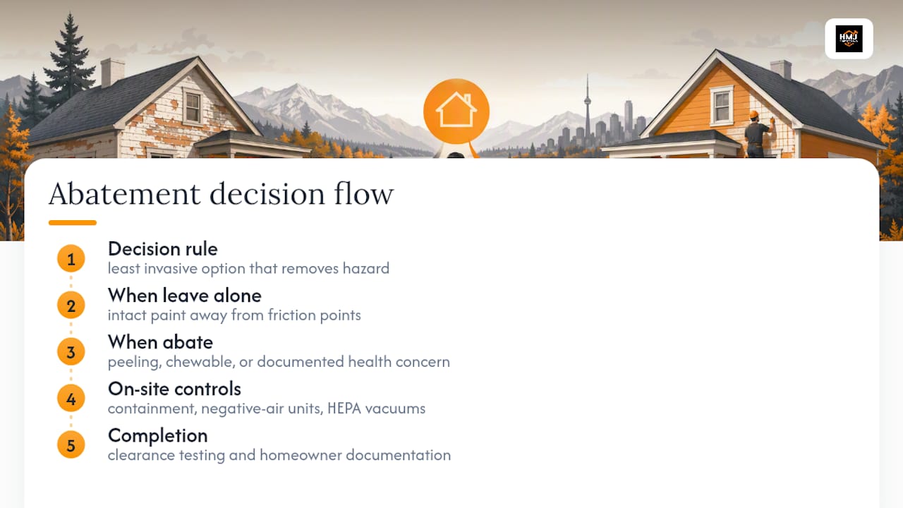 How an abatement contractor actually decides — overview diagram