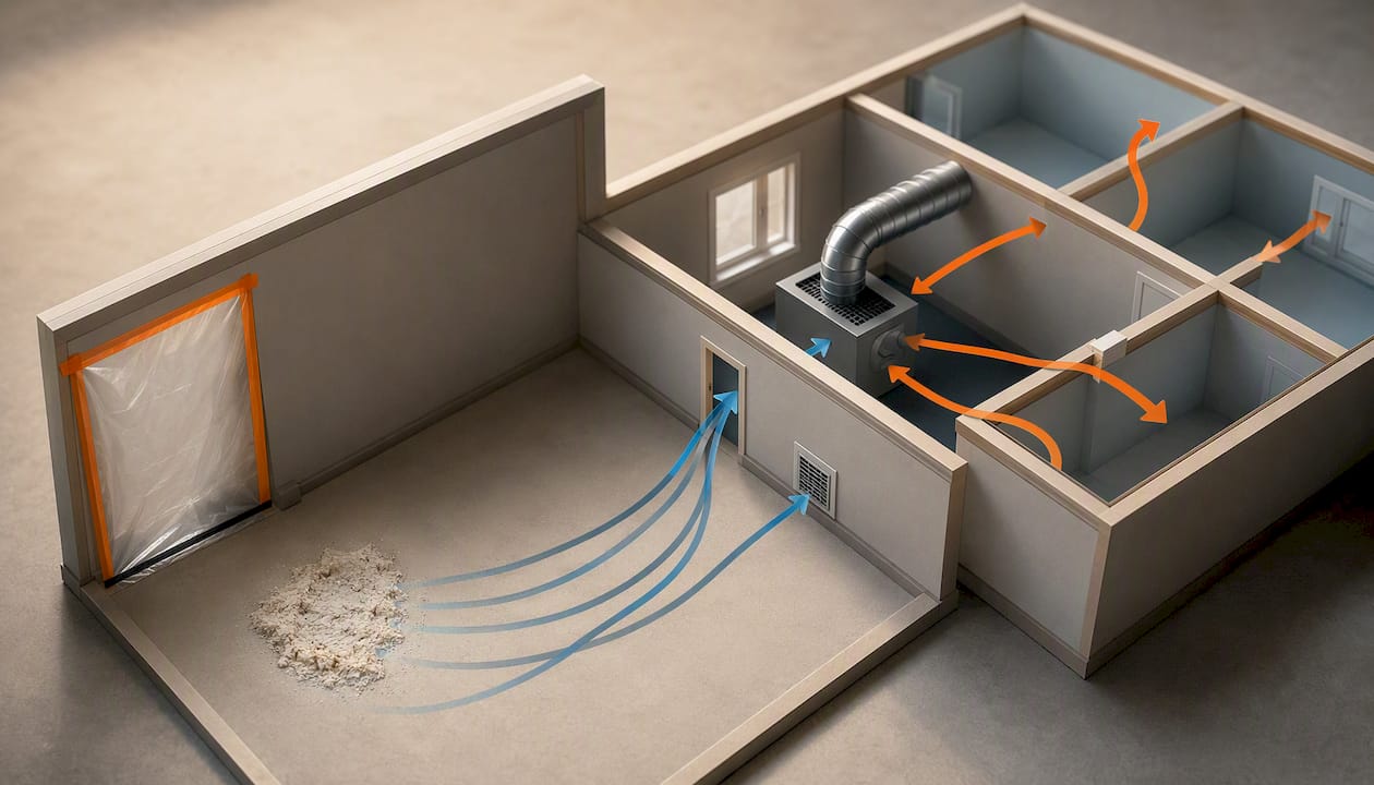 Illustration of contamination reaching HVAC system