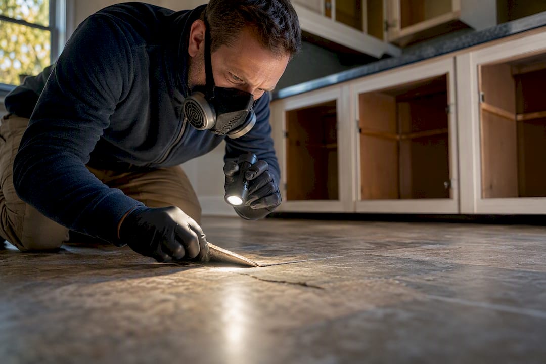 Asbestos inspection of older kitchen flooring