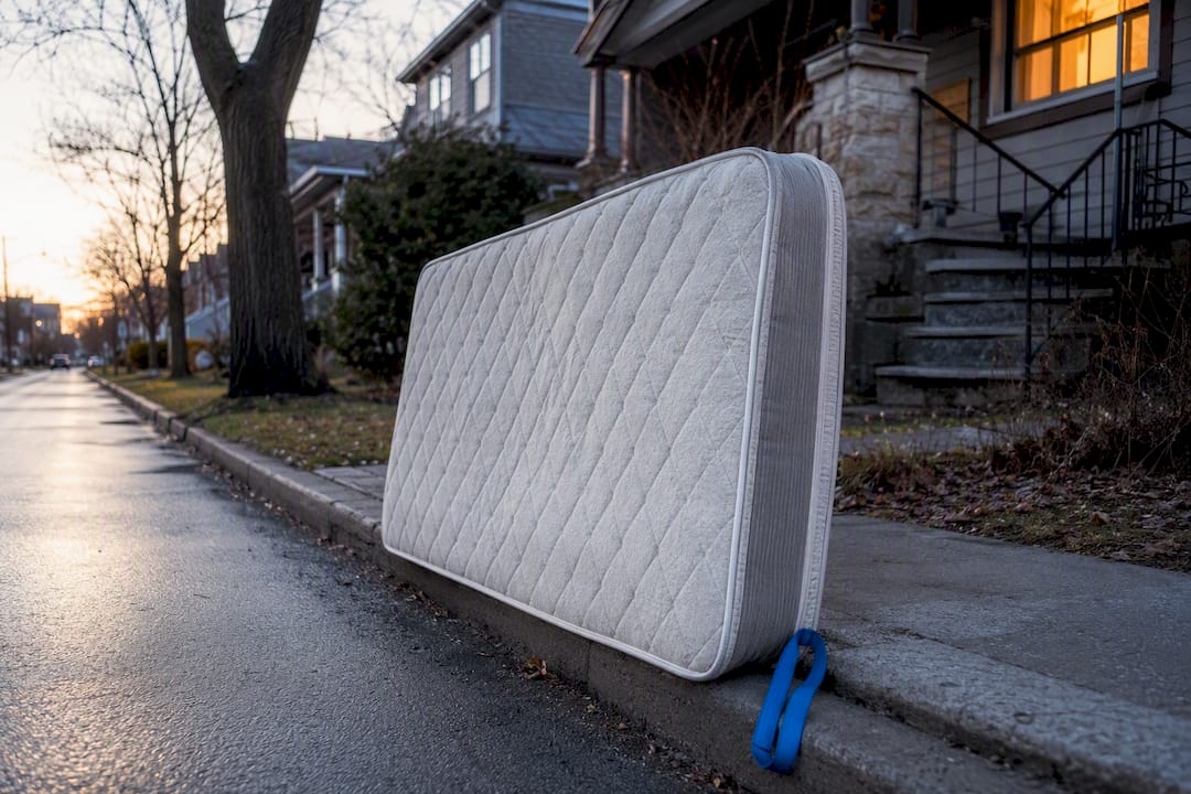 Mattress prepared for curbside collection
