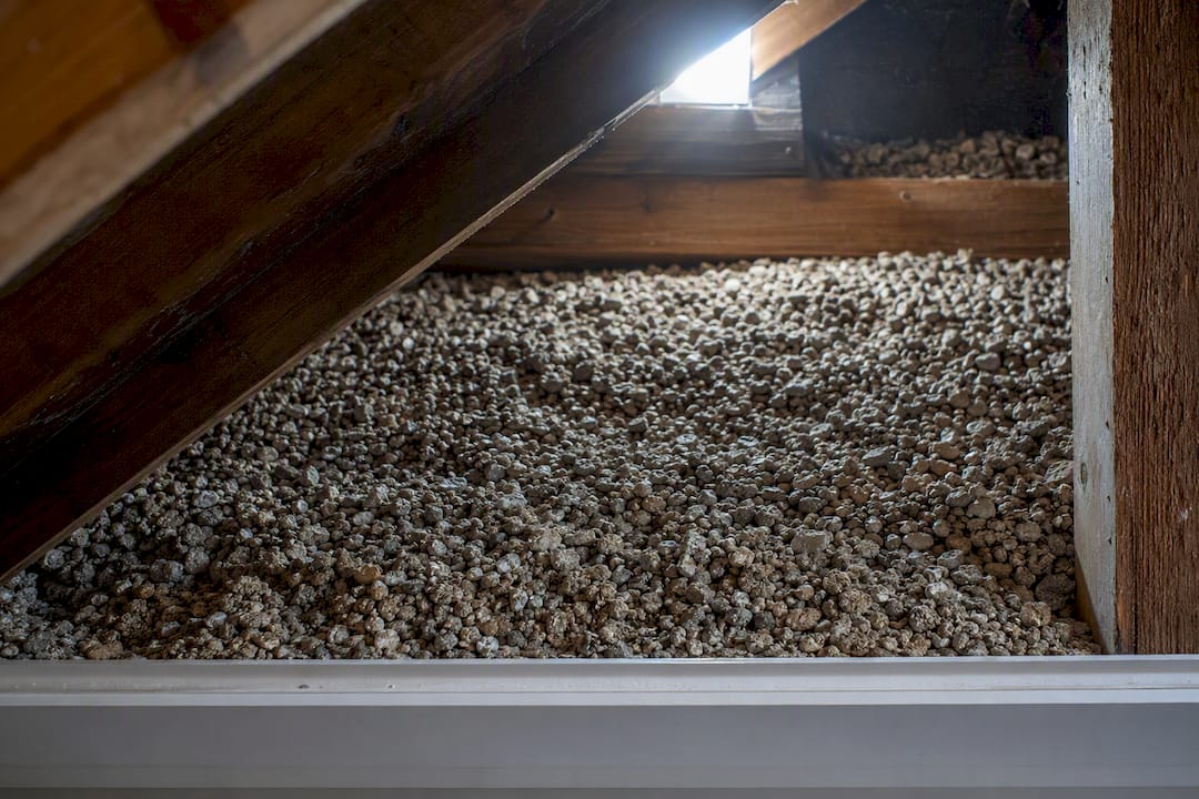 Vermiculite insulation in an older home attic